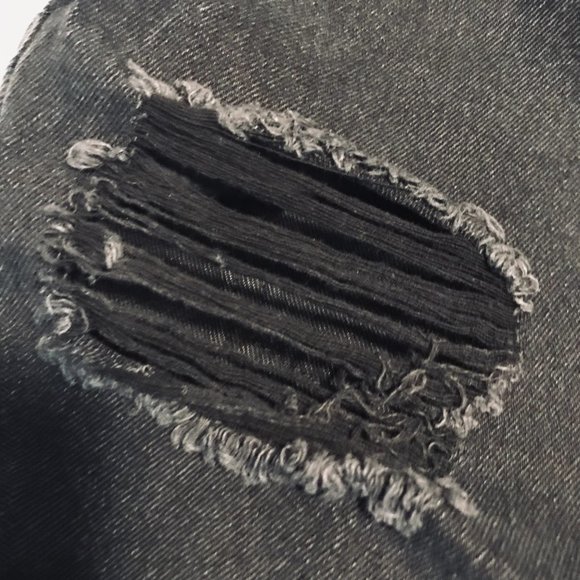 Forever 21 Black Distressed Elastic High Waist Mom Baggy Fest Denim Shorts - Picture 5 of 7